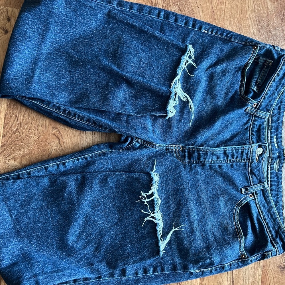 Old Navy,size 16 Indigo,medium wash,crop ankle,raw hem. - Picture 7 of 8